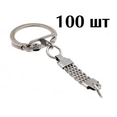 Цепочка кольчужная с карабином для брелока серебро, 100 шт