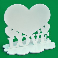 Фоторамка деревянная для сублимации 5 СЕРДЕЦ LOVE на подставке