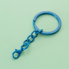 Кольцо с цепочкой и карабином синее, 10 шт