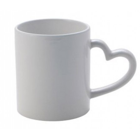 Кружка для сублимации белая с ручкой сердце