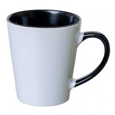 Кружка ЛАТТЕ цветная внутри и ручка, 360мл (12oz), черная