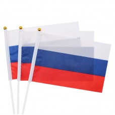 Флаг триколор рос. 14х21 см без герба (с флагштоком)