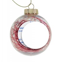 Елочный шар с мишурой и вставкой для сублимации красный