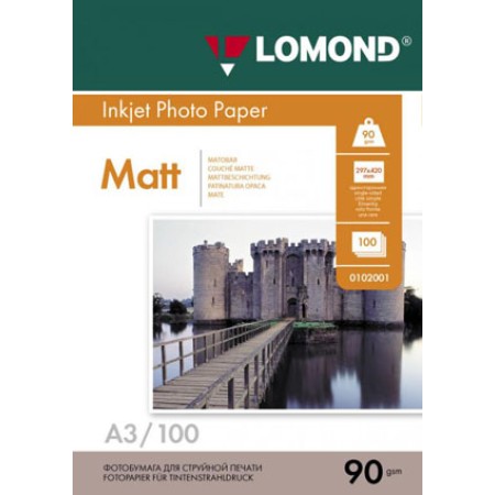 LOMOND Фотобумага матовая односторонняя А3, 90 г/м, 100л | Артикул 9158
