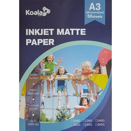 Koala Фотобумага матовая односторонняя, А3, 180 г/м2, 50 л | Артикул 19496