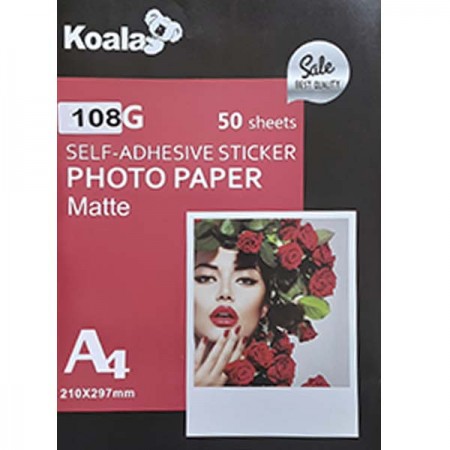 Koala Фотобумага самоклеящаяся матовая, А4, 108 г/м2, 50 л | Артикул 19553