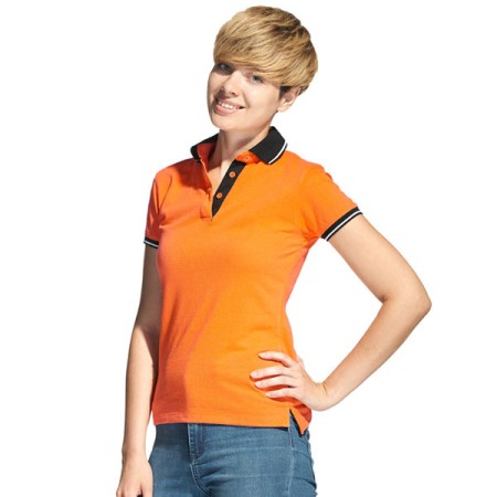 STAN Contrast(04CW) рубашка-поло женская оранжевая 50 (XL) | Артикул 14329