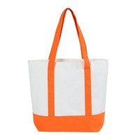 Сумка-шоппер (тоут) 39х34х10 см белая с оранжевым